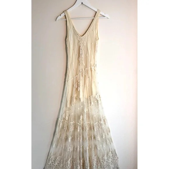 Zara Women's vintage-inspired White Floral Embroidered Mesh Maxi Dress Size XS - Picture 8 of 10